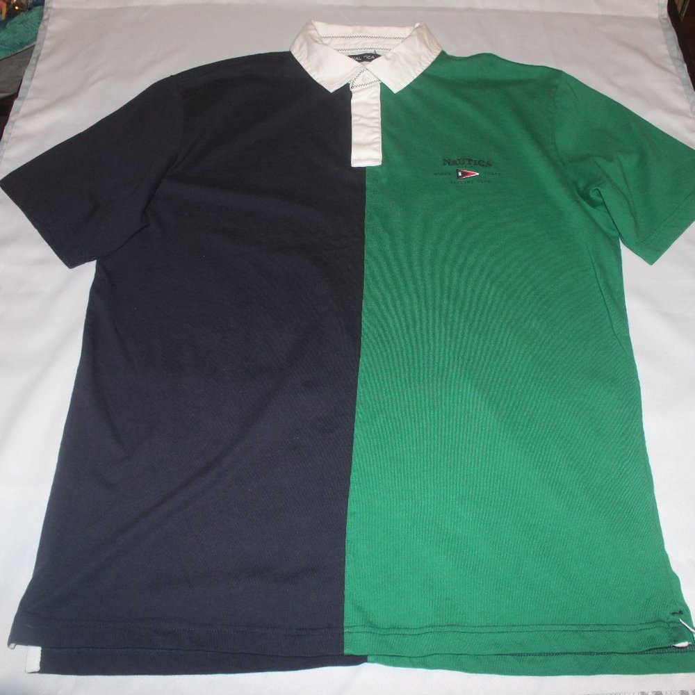Men's Nautica XXL Polo Green & Blue Short Sleeve Shirt